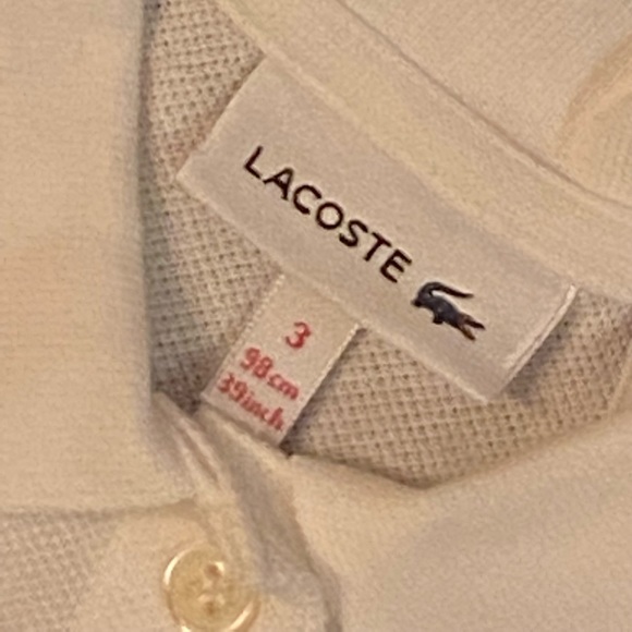 Authentic LACOSTE White Pique Polo Shirt Girls Size 3 Years - Picture 3 of 4
